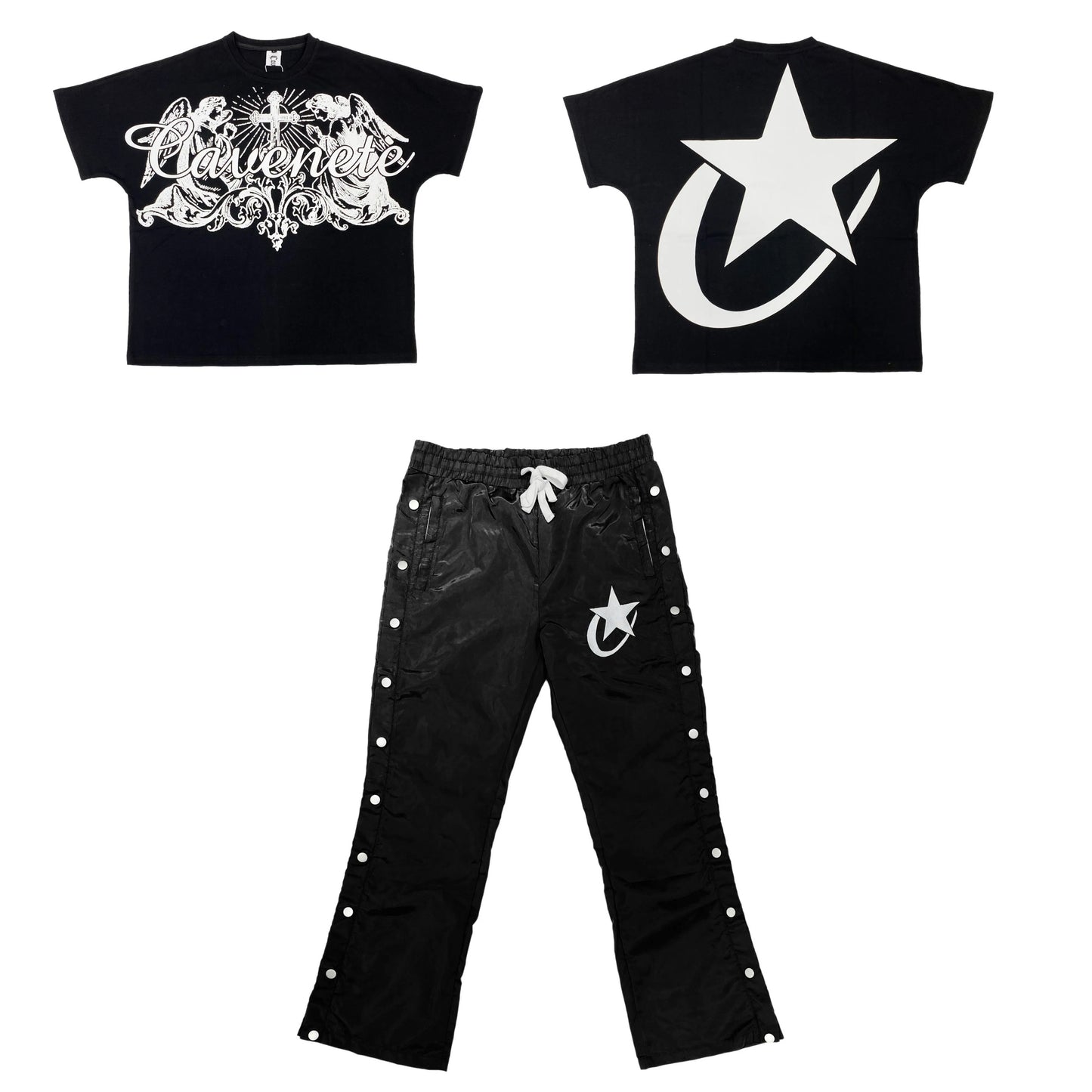 BLACK AND WHITE TSHIRT AND PANTS SET
