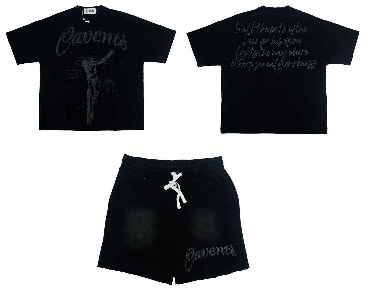 ALL BLACK TSHIRT AND SHORTS SET