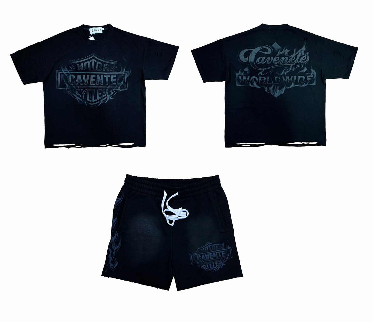 BLACK TSHIRT AND SHORTS SET