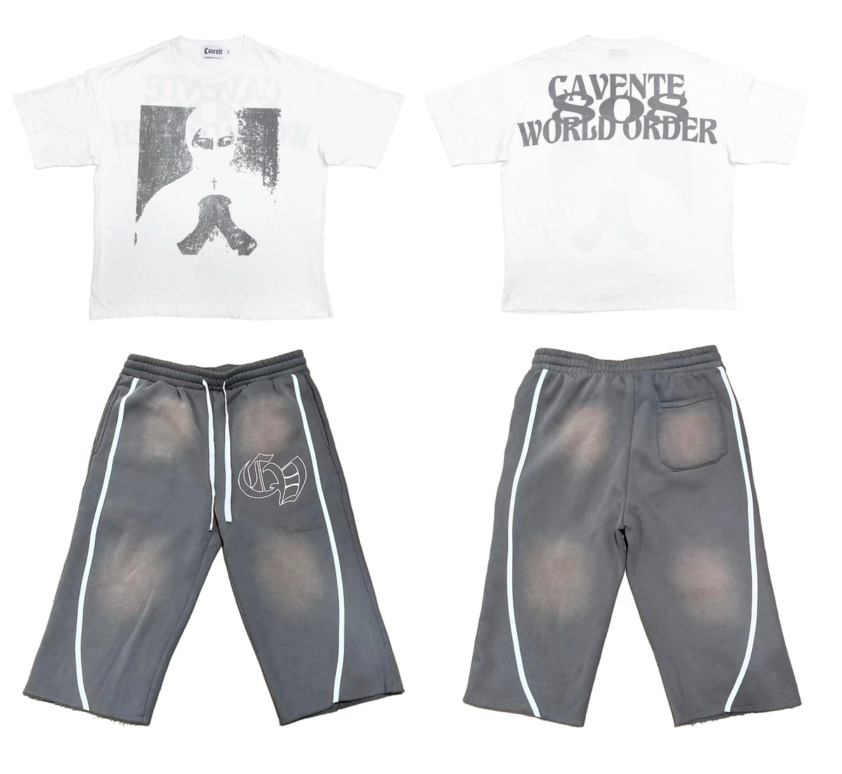GREY TSHIRT AND3/4 SHORTS SET