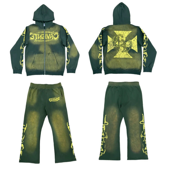 GREEN AND YELLOW JACKET AND PANTS SET