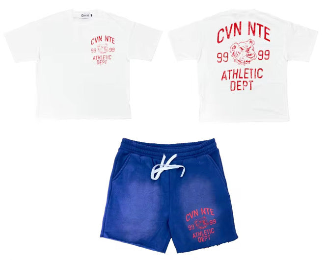 WHITE RED AND BLUE TSHIRT AND SHORTS SET