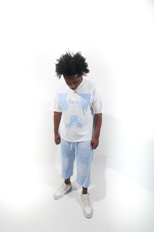 SKY BLUE TSHIRT AND SHORTS 3/4 SETS