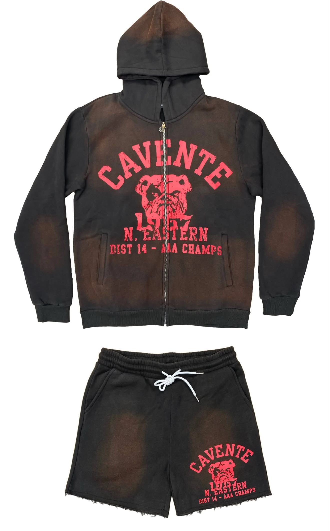BLACK AND RED JACKET AND SHORTS
