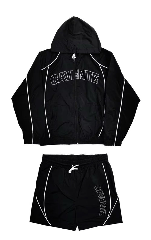 ALL BLACK JACKET AND SHORTS SET