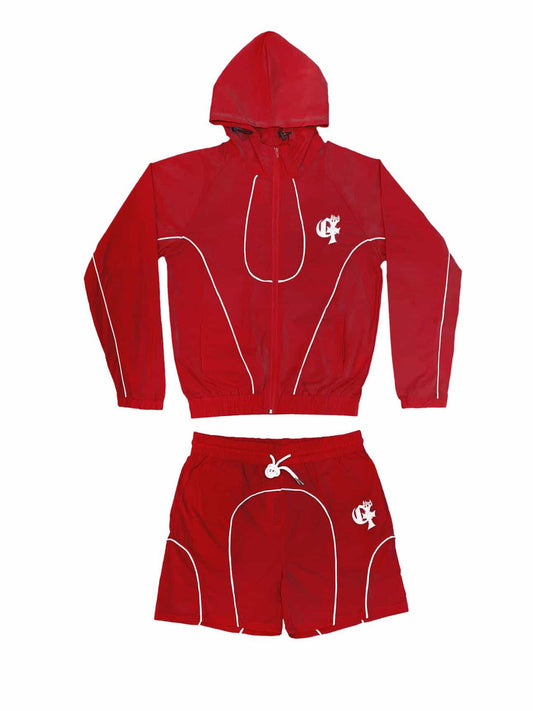 RED JACKET AND SHORTS SET