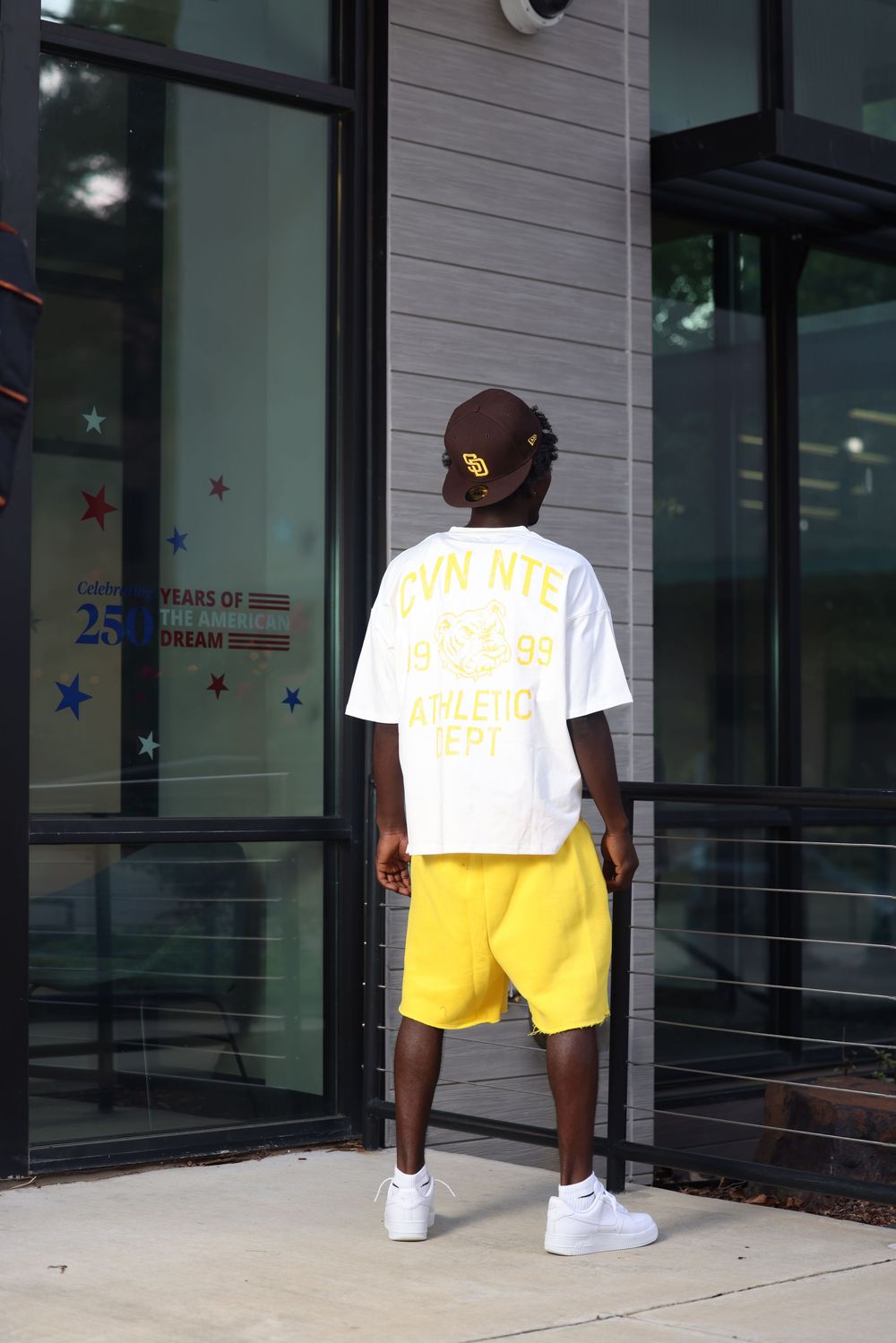 CREAM AND YELLOW TSHIRT AND SHORTS SET