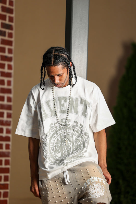 WHITE AND GREY PEARL TSHIRT AND SHORT SET