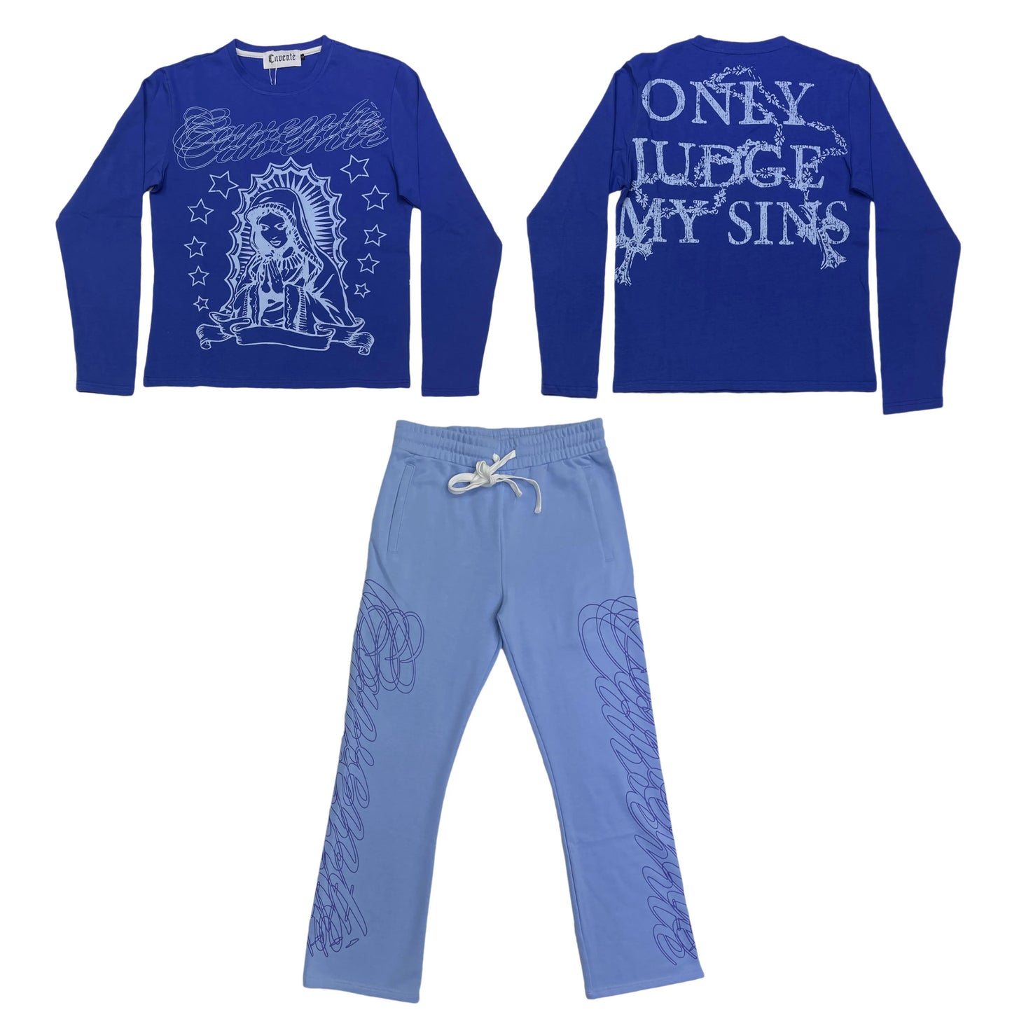 ROYAL BLUE AND SKY BLUE LONGSLEEVE TSHIRT AND PANTS SET