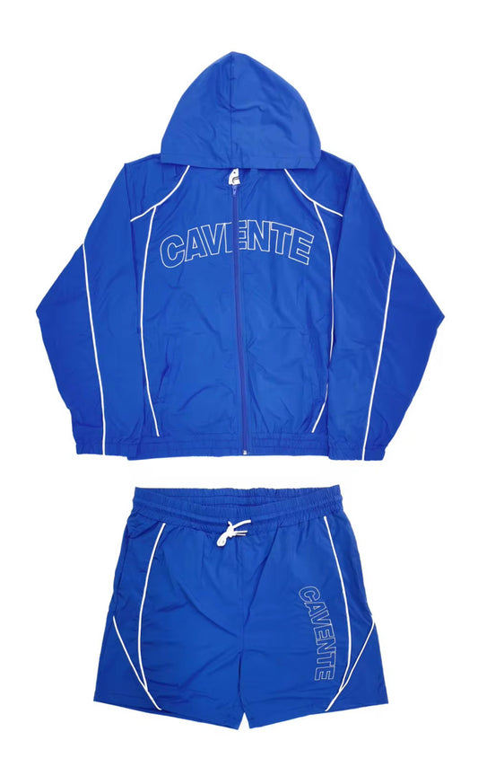 ROYAL BLUE AND WHITE JACKET AND SHORTS SET